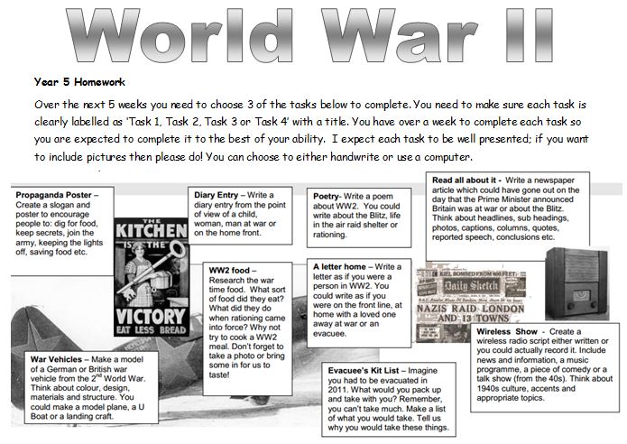 primary homework world war ii